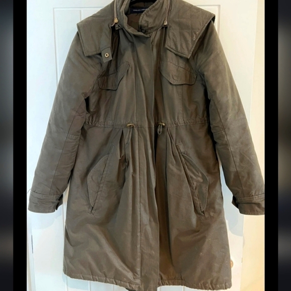 french connection parka heavy long green winter heavy jacket size 6 - Picture 1 of 9